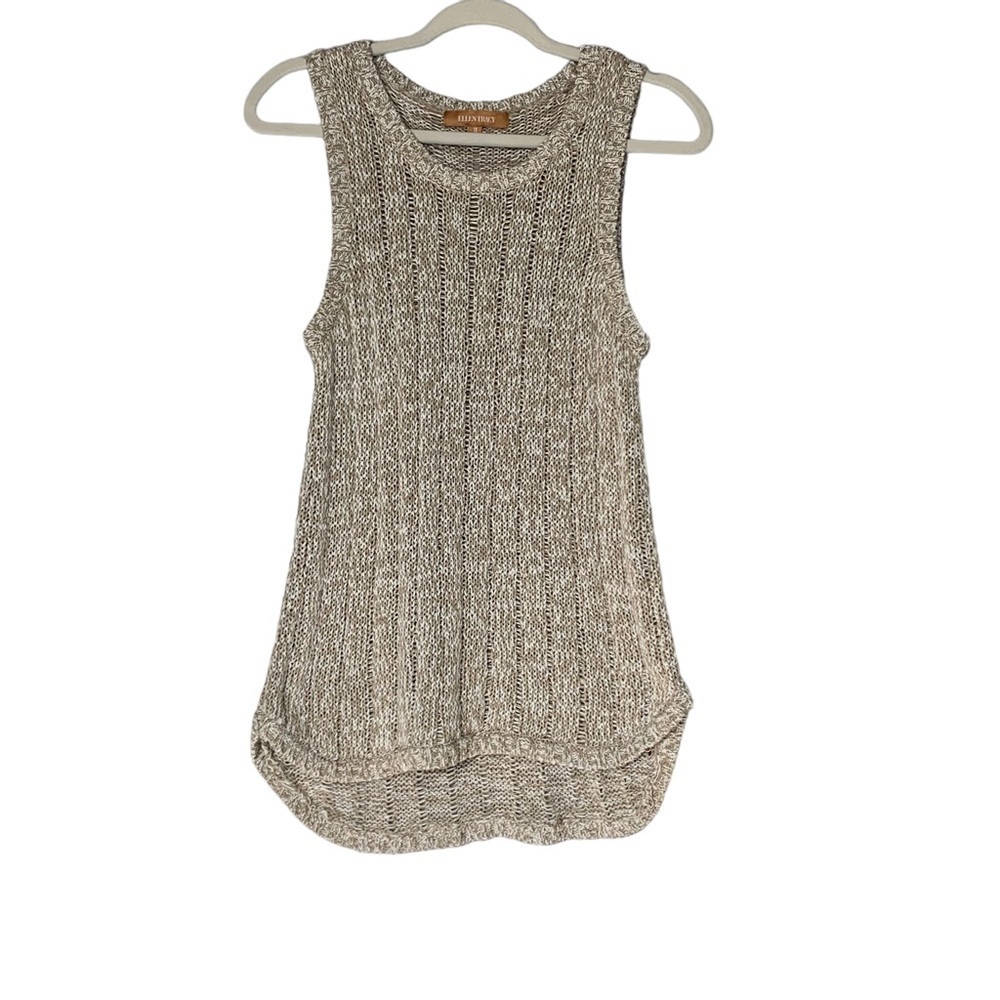 Ellen Tracy oatmeal sleeveless cotton blend‎ sweater. Size M